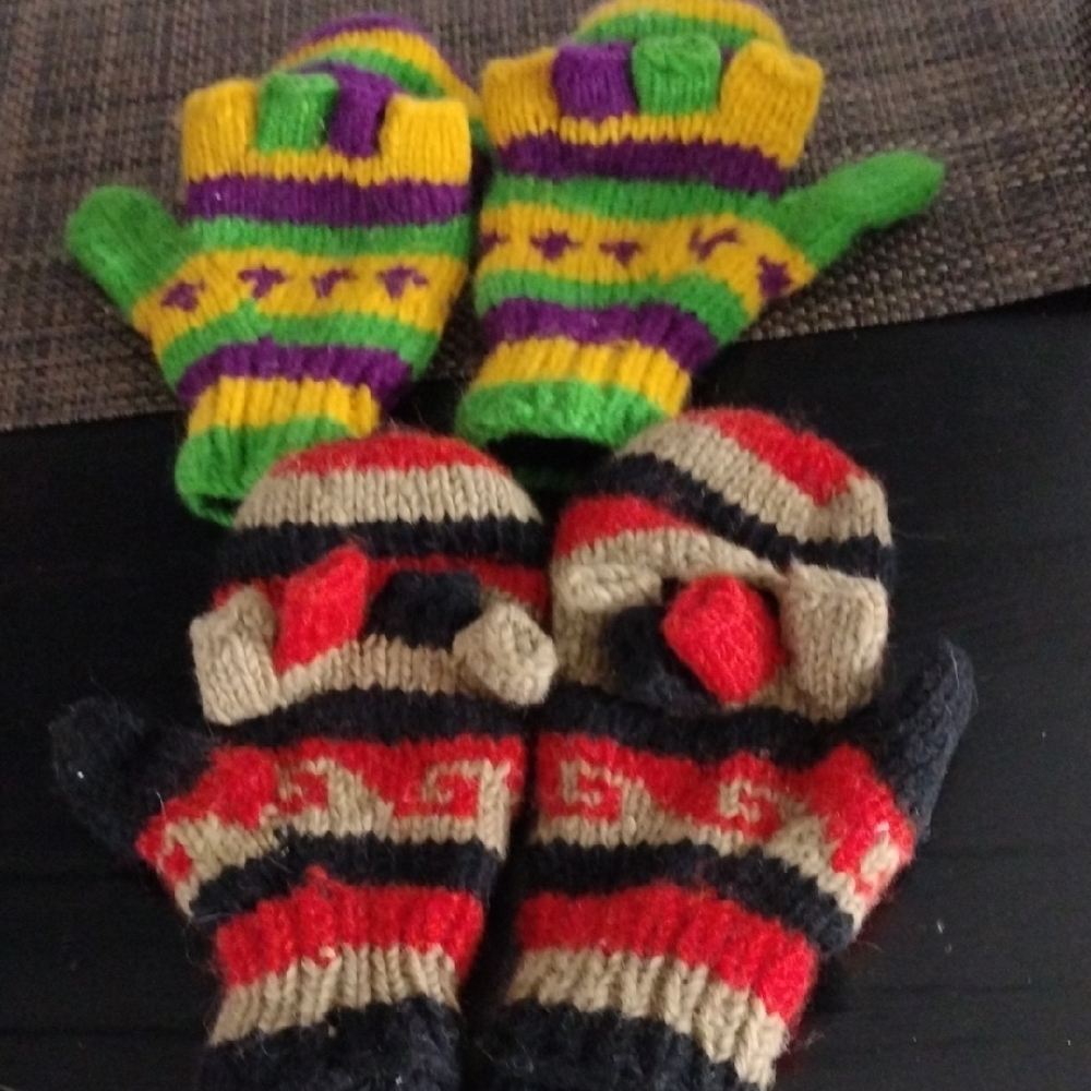 2 pair Of Mittens With Fingerless Option